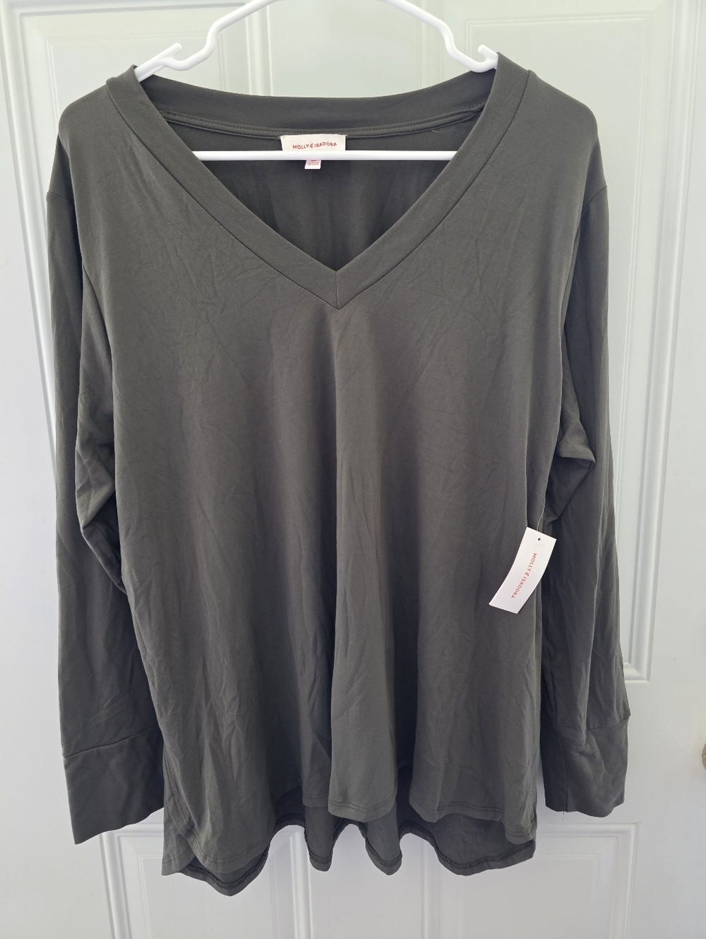 Olive Molly & Isadora V-Neck Long Sleeve Top Size 1X-New With Tags